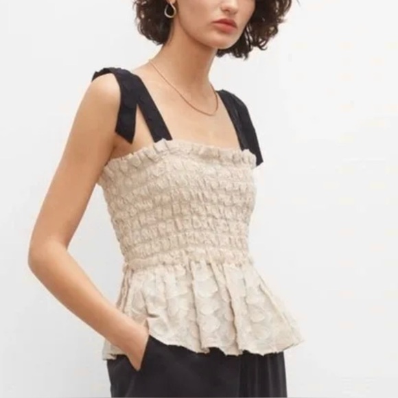 Club Monaco Smocked Peplum Top M - Picture 1 of 10